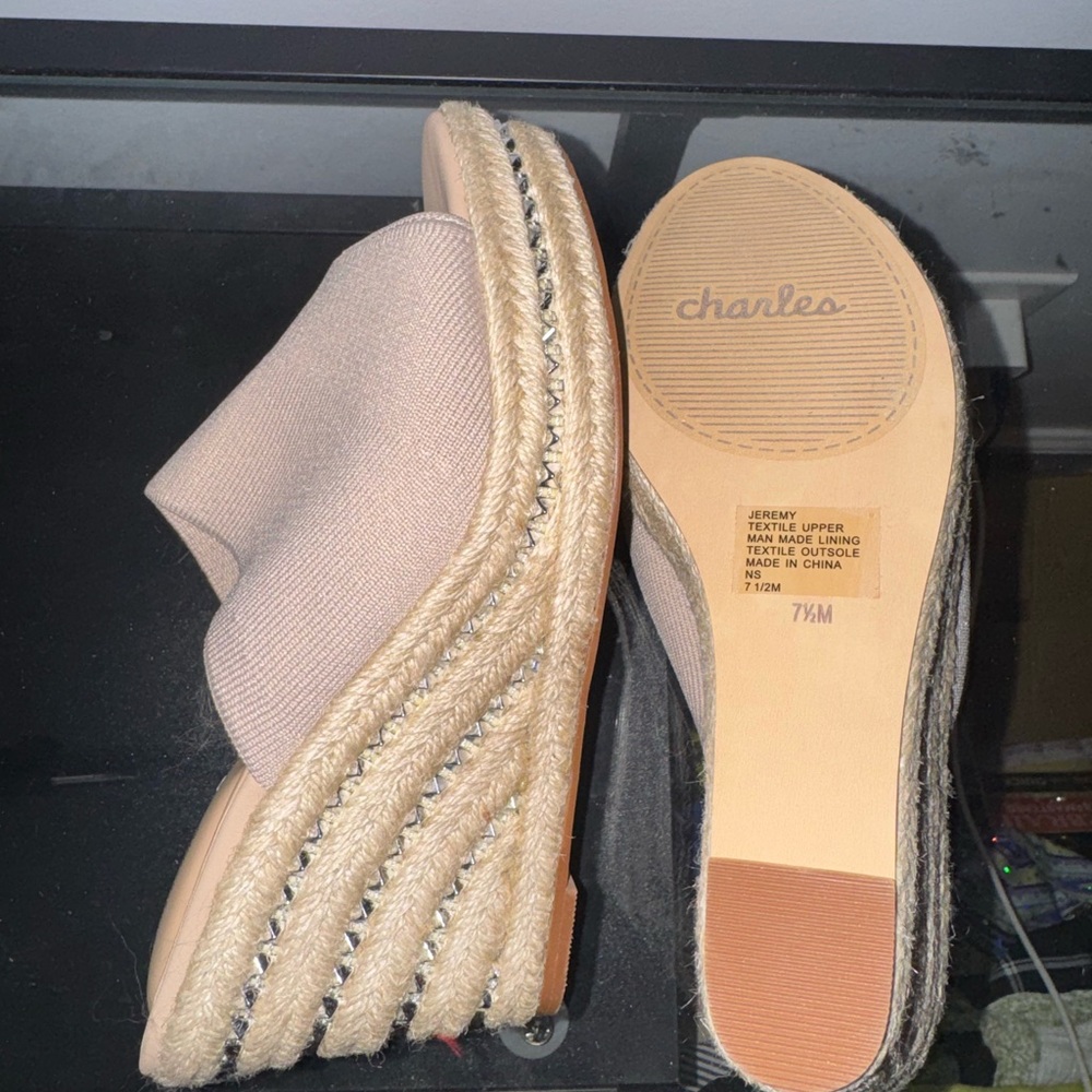 Charles David Beige Espadrille Mules